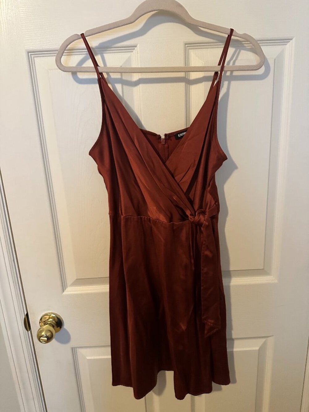 EXPRESS Women's Satin Cocktail Dress in Rust